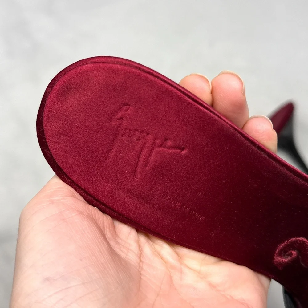 Giuseppe Zanotti Vicini Vintage Y2K Silk Satin Minimalist Slide Mule Sandal Heel - Picture 10 of 15